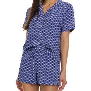 Flora by Flora Nikrooz Women's Joselyn Notched-Collar Short Pajama Set - Dark Bl